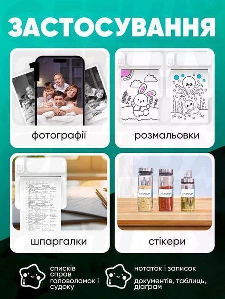 Портативний мініпринтер Portable Mini Printer з 13 рулонами паперу pbl-111 фото