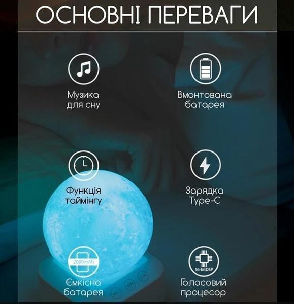 Нічник-генератор білого шуму Swan Baby Q2 &laquo;Місяць&raquo; pbl-105 фото